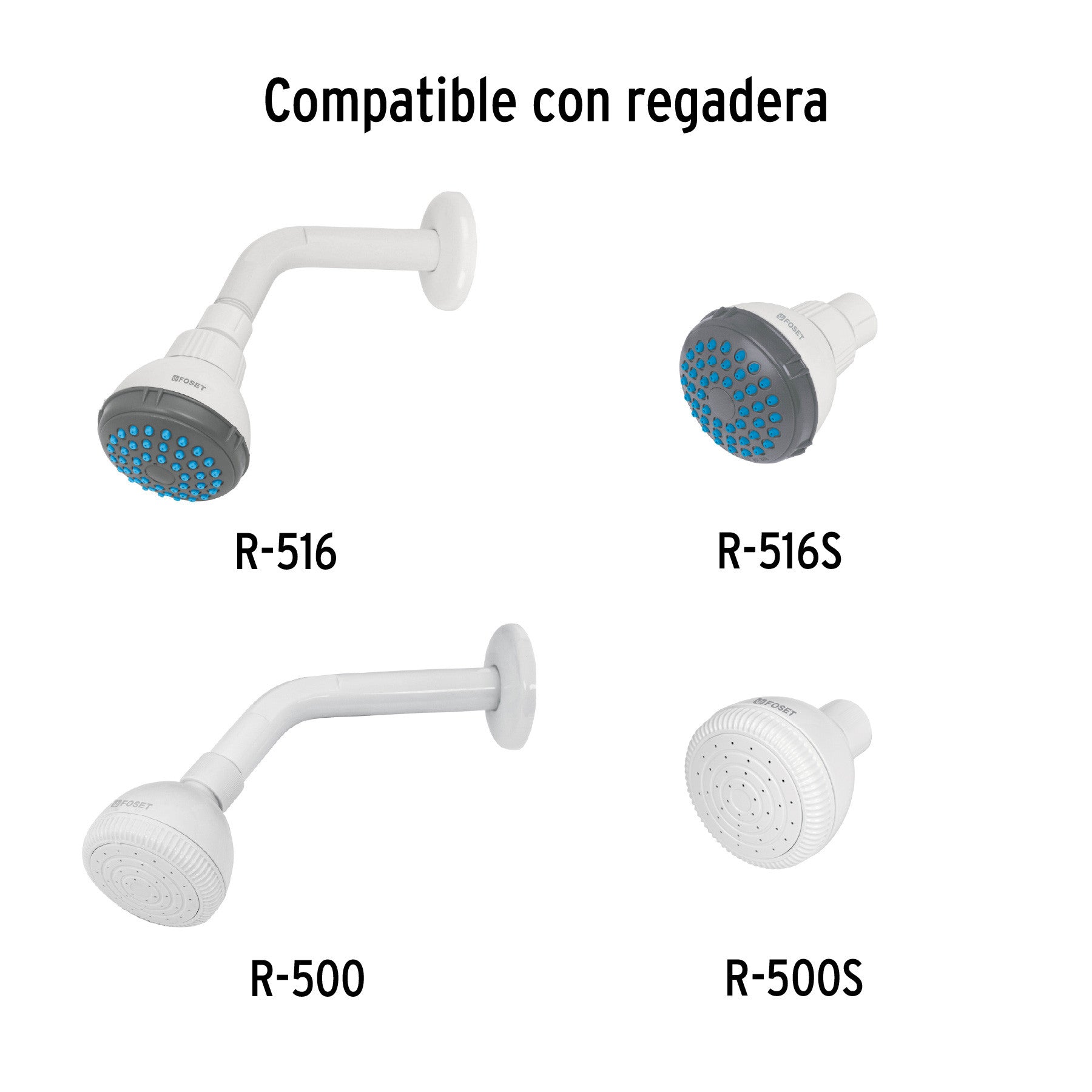 Brazo y chapeton plasticos para regadera FOSET BASIC