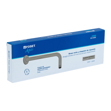 Brazo recto con chapeton para regadera 30 cm satin FOSET