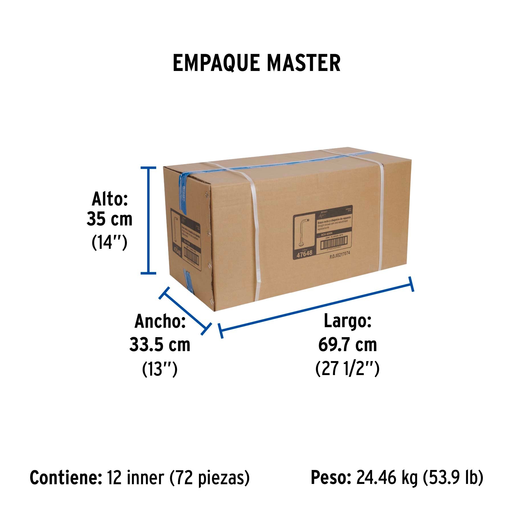 Brazo recto con chapeton para regadera 30 cm satin FOSET
