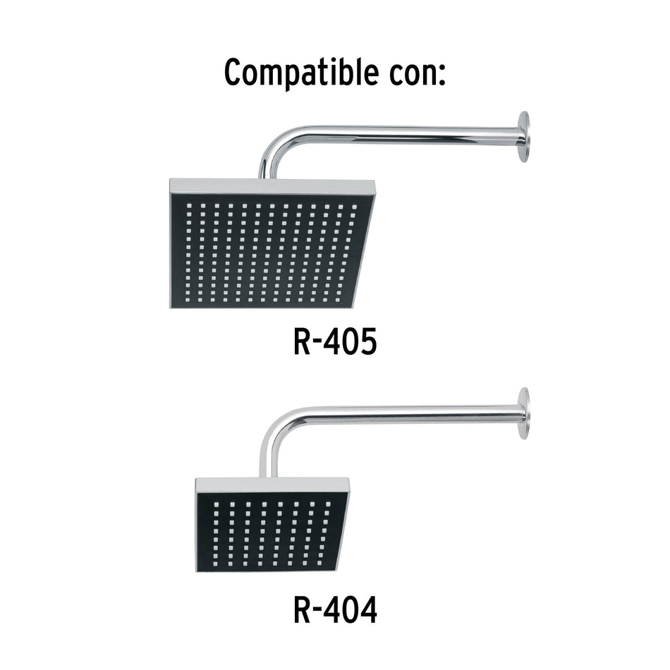 Brazo recto con chapeton para regadera 30 cm cromo FOSET