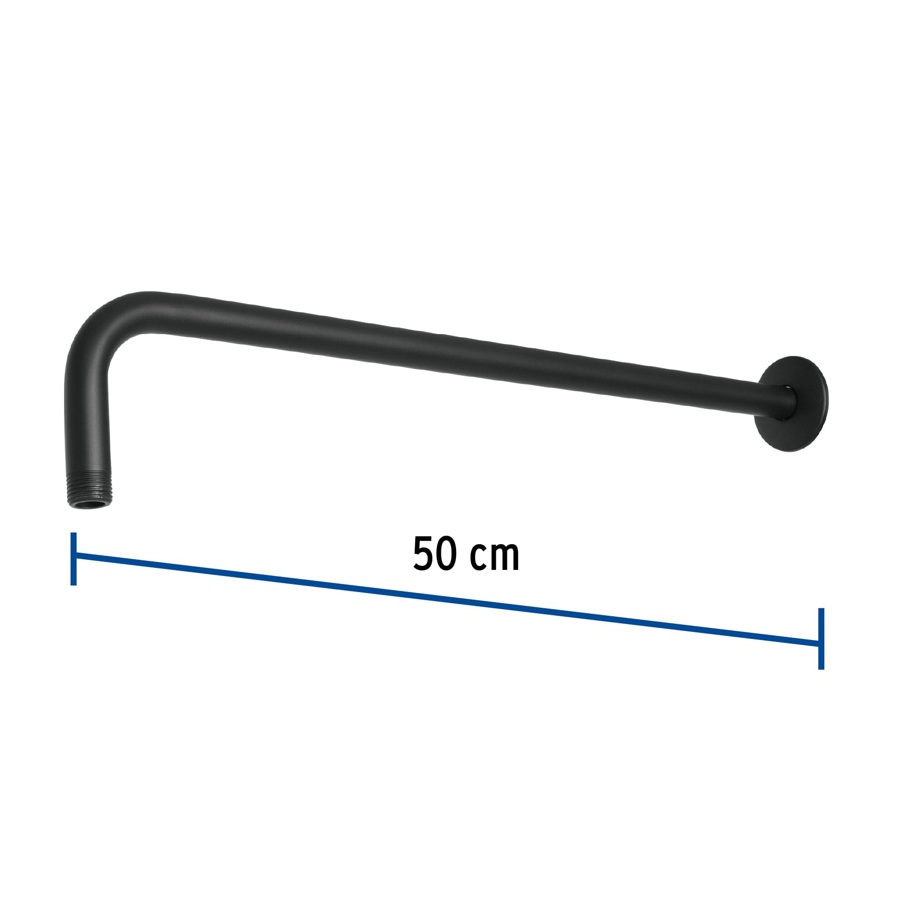 Brazo recto 50 cm con chapeton para regadera negro mate