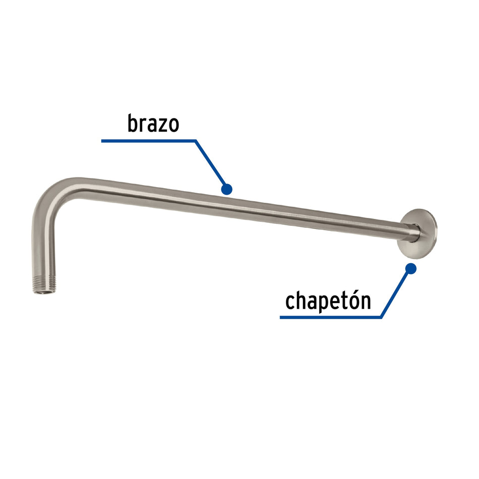 Brazo recto 50 cm con chapeton para regadera satin FOSET