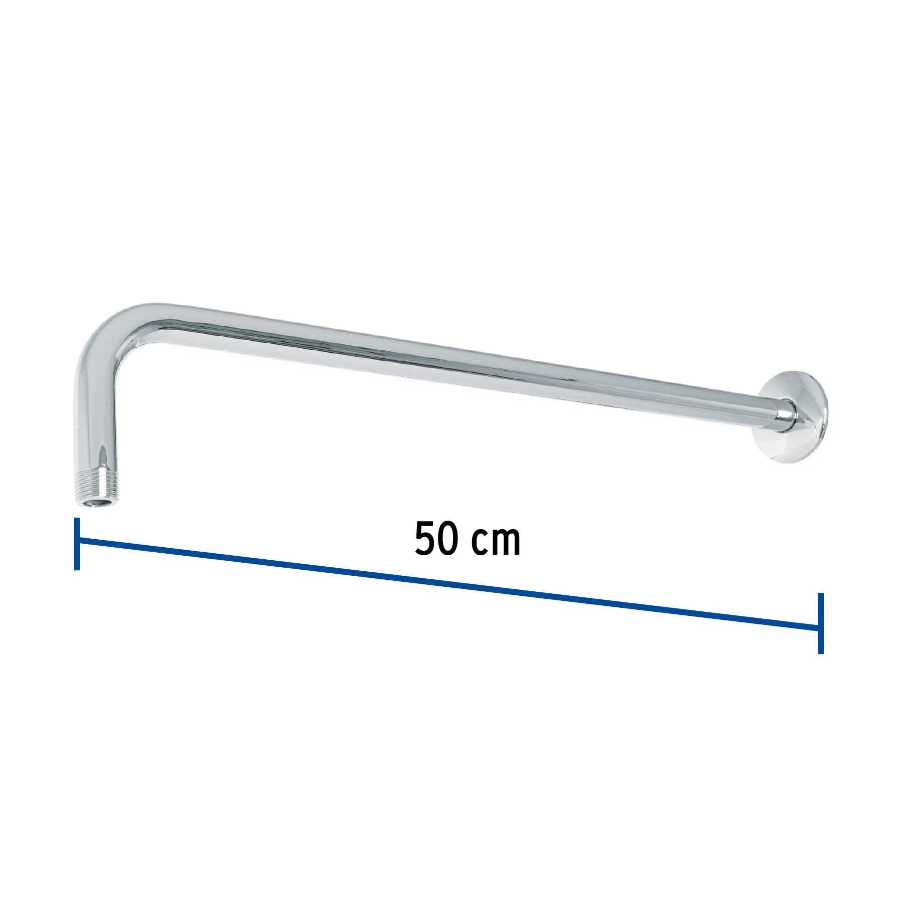 Brazo recto 50 cm con chapeton para regadera cromo FOSET