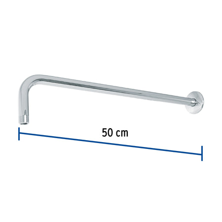 Brazo recto 50 cm con chapeton para regadera cromo FOSET