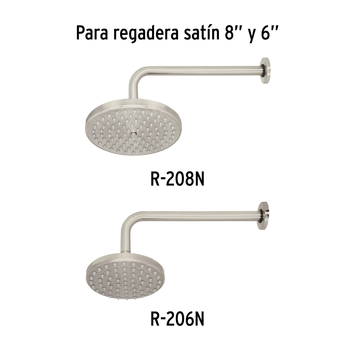 Brazo y chapetón para regadera, 30 cm, satín, ELEMENT