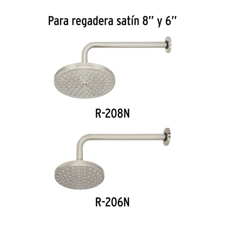 Brazo y chapetón para regadera, 30 cm, satín, ELEMENT