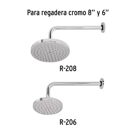 Brazo y chapeton para regadera 30 cm cromo ELEMENT