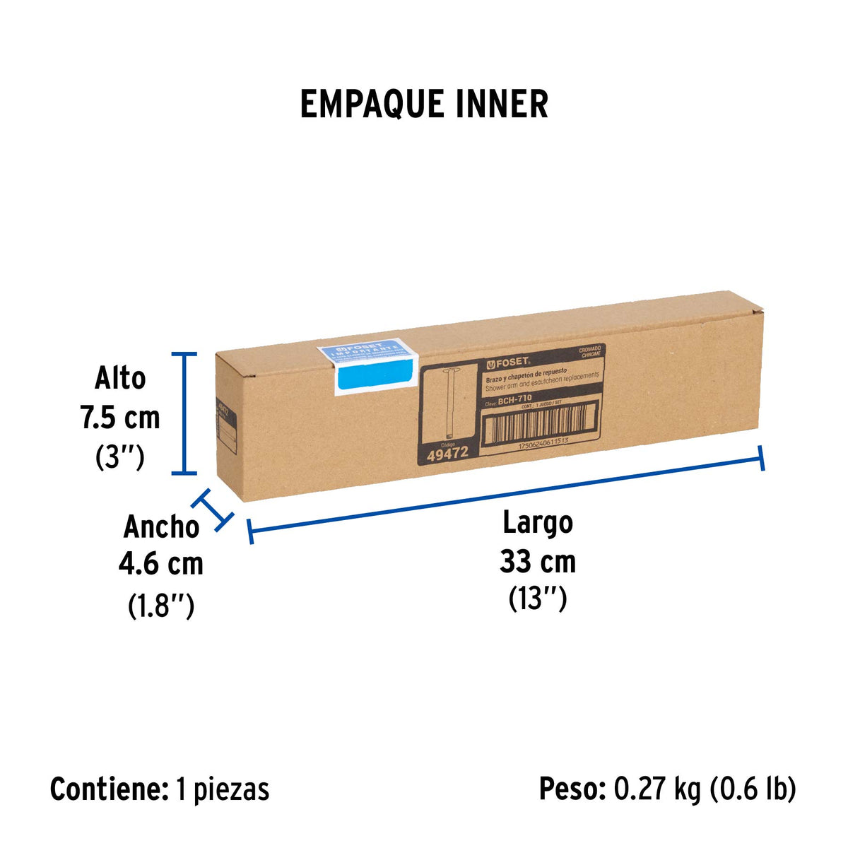 Brazo y chapeton para regadera techo cromo ELEMENT