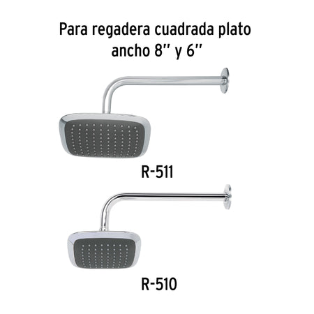Brazo de 50 cm y chapeton tipo gancho para regadera AERO