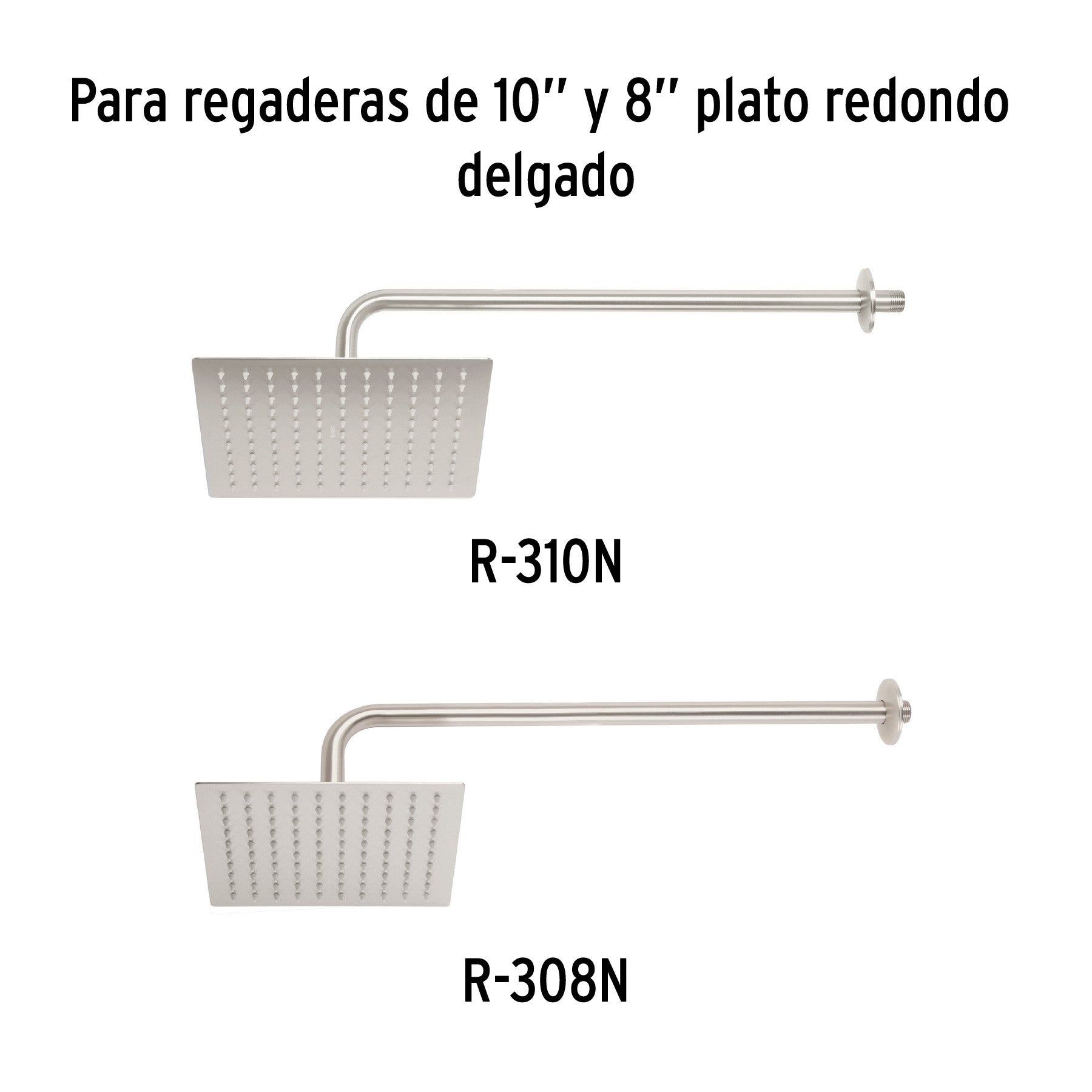 Brazo y chapetón para regadera, 50 cm, satín, RIVIERA