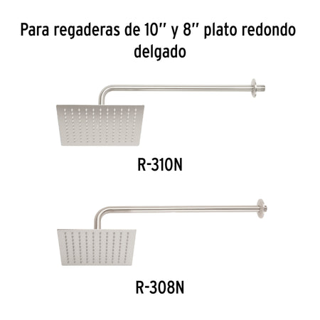 Brazo y chapetón para regadera, 50 cm, satín, RIVIERA