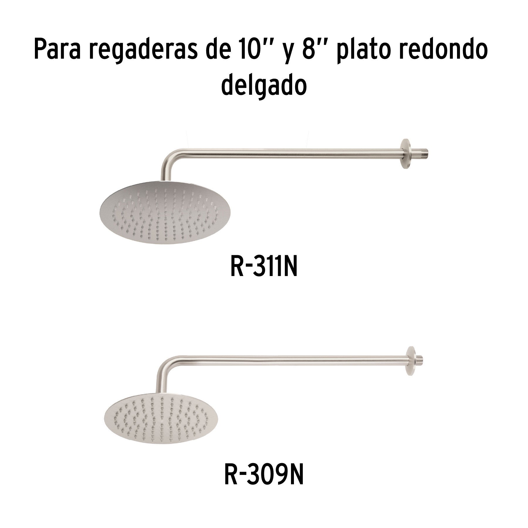 Brazo y chapetón para regadera, 50 cm, satín, RIVIERA