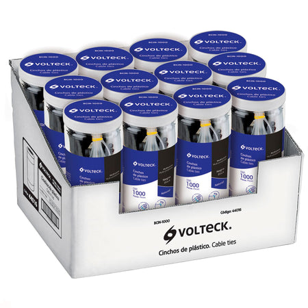 Bote con 1000 cinchos plasticos negros y naturales Volteck