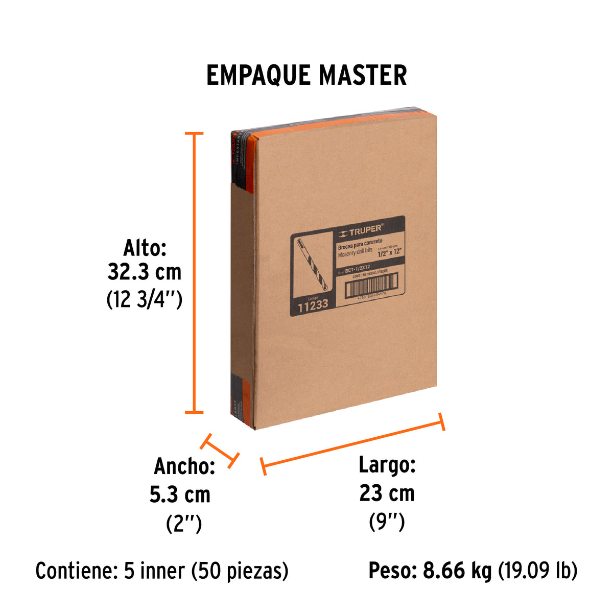 Broca para concreto de 1/2 x Truper 12"
