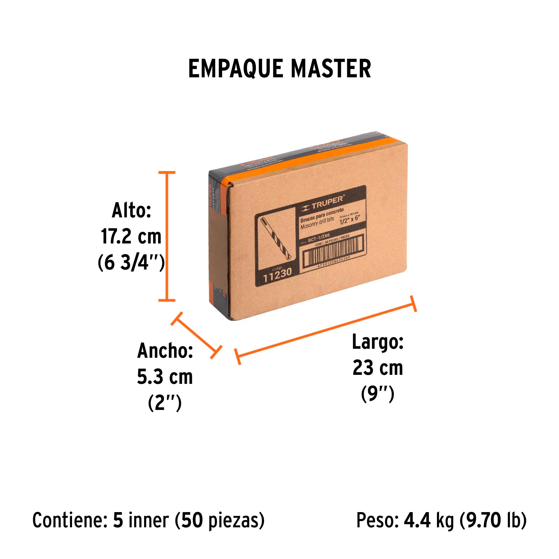Broca para concreto de 1/2 x Truper 6"