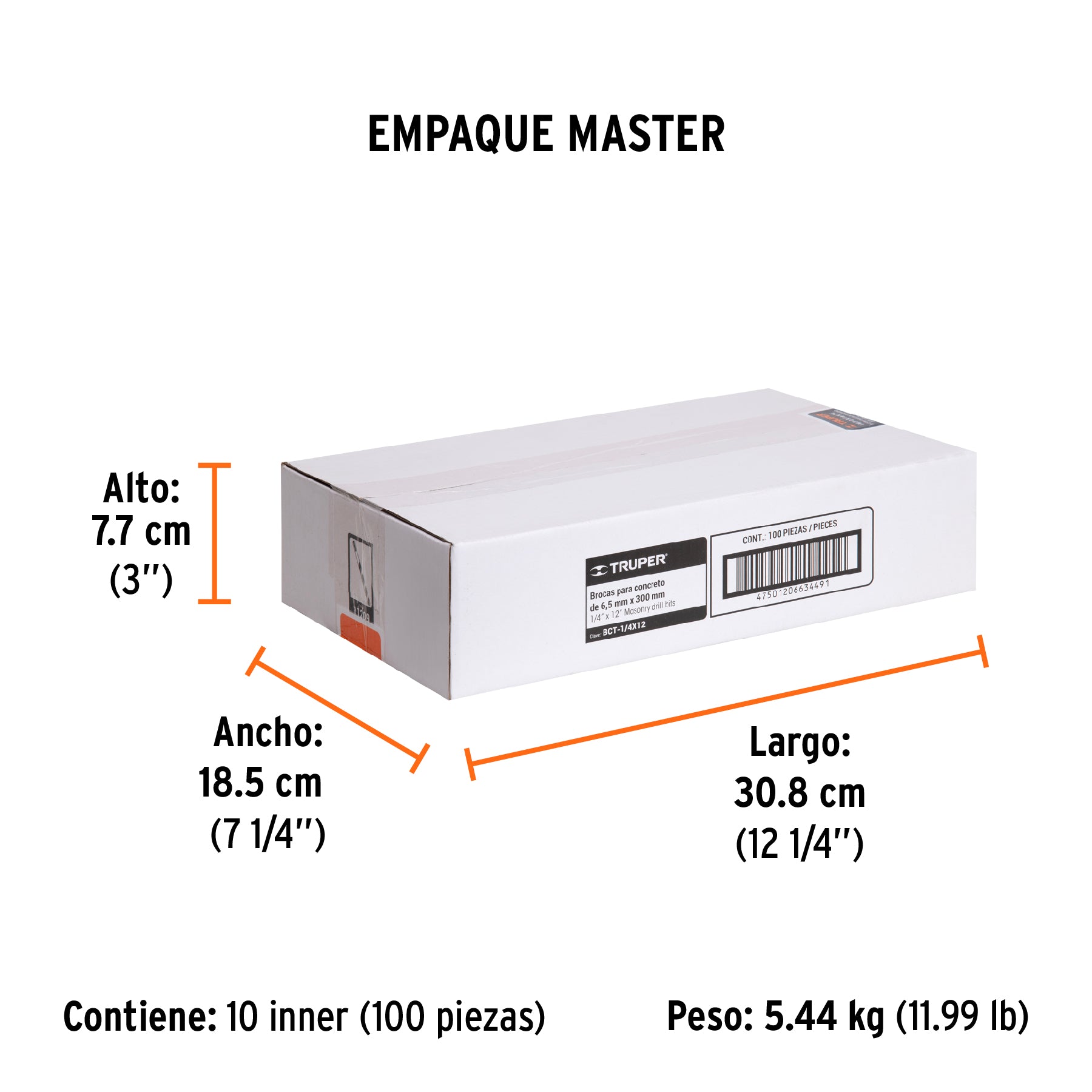 Broca para concreto de 1/4 x Truper 12"
