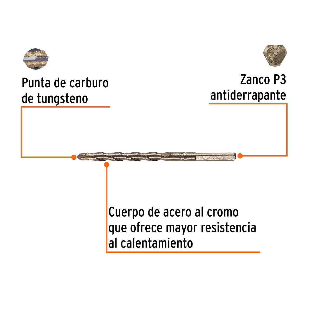 Broca para concreto de 1/4 x Truper 4"