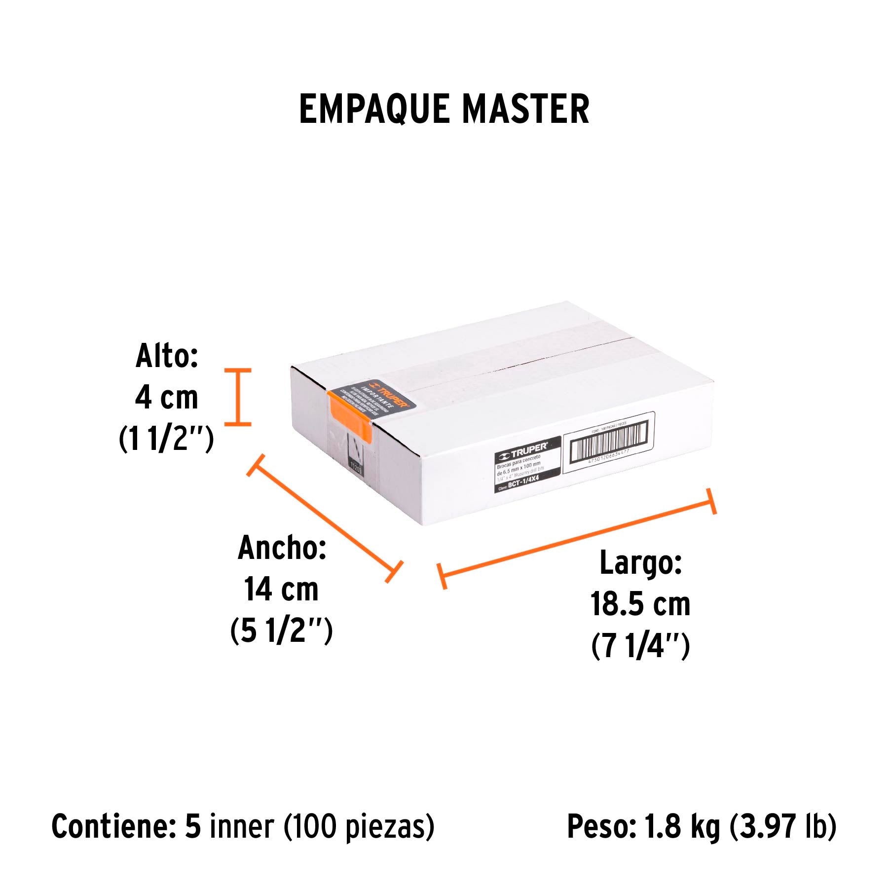 Broca para concreto de 1/4 x Truper 4"