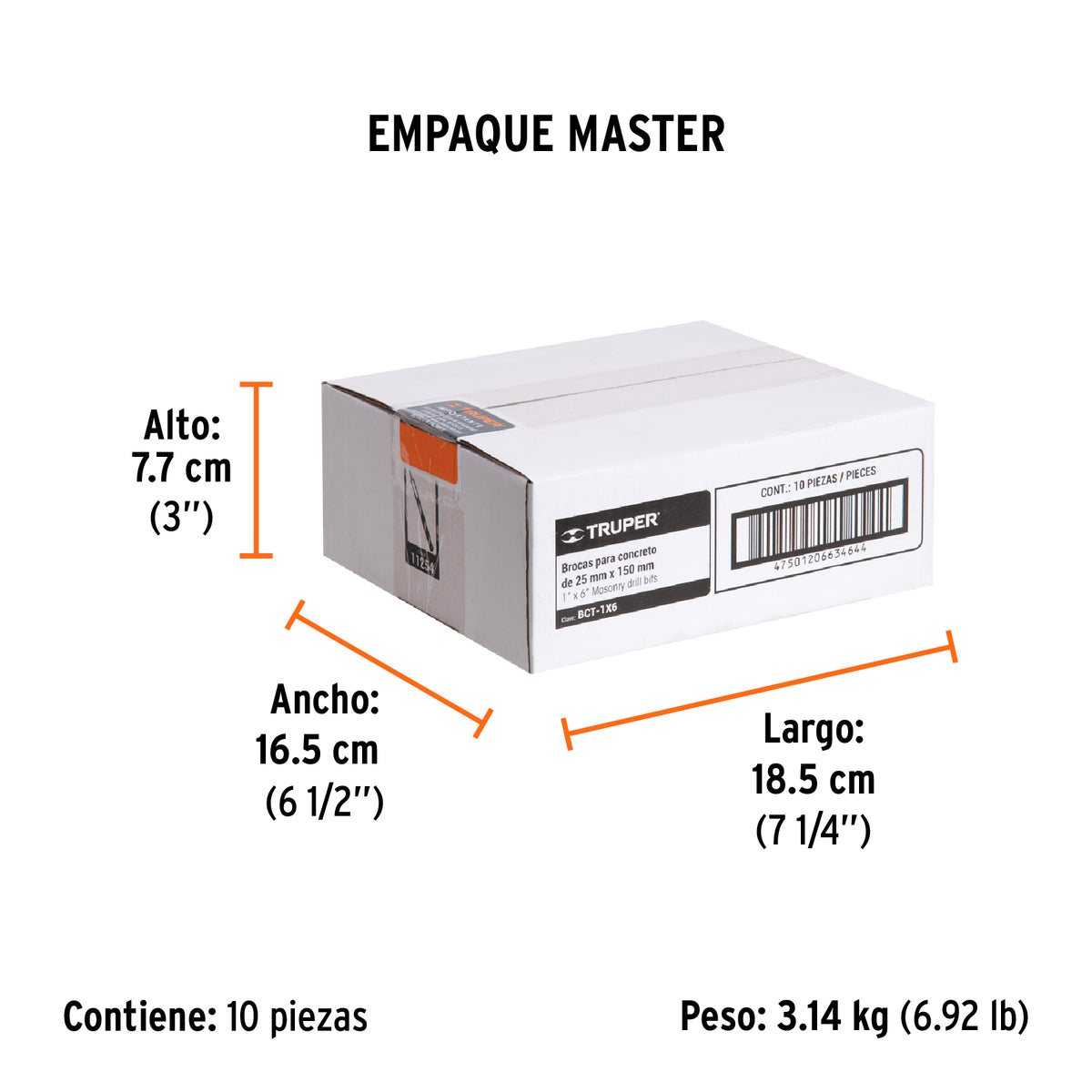 Broca para concreto de 1 x Truper 6"