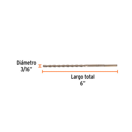 Broca para concreto de 3/16 x en blister TRUPER 6"
