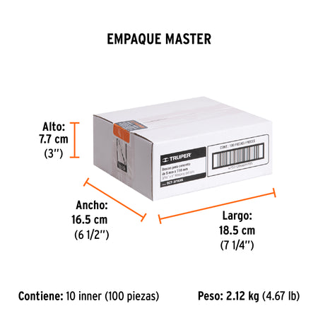 Broca para concreto de 3/16 x Truper 6"