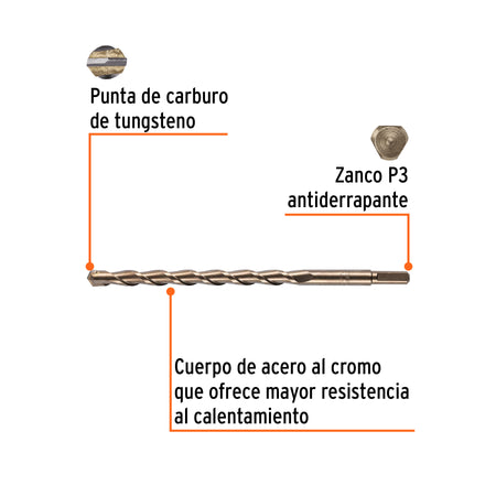 Broca para concreto de 3/4 x Truper 12"