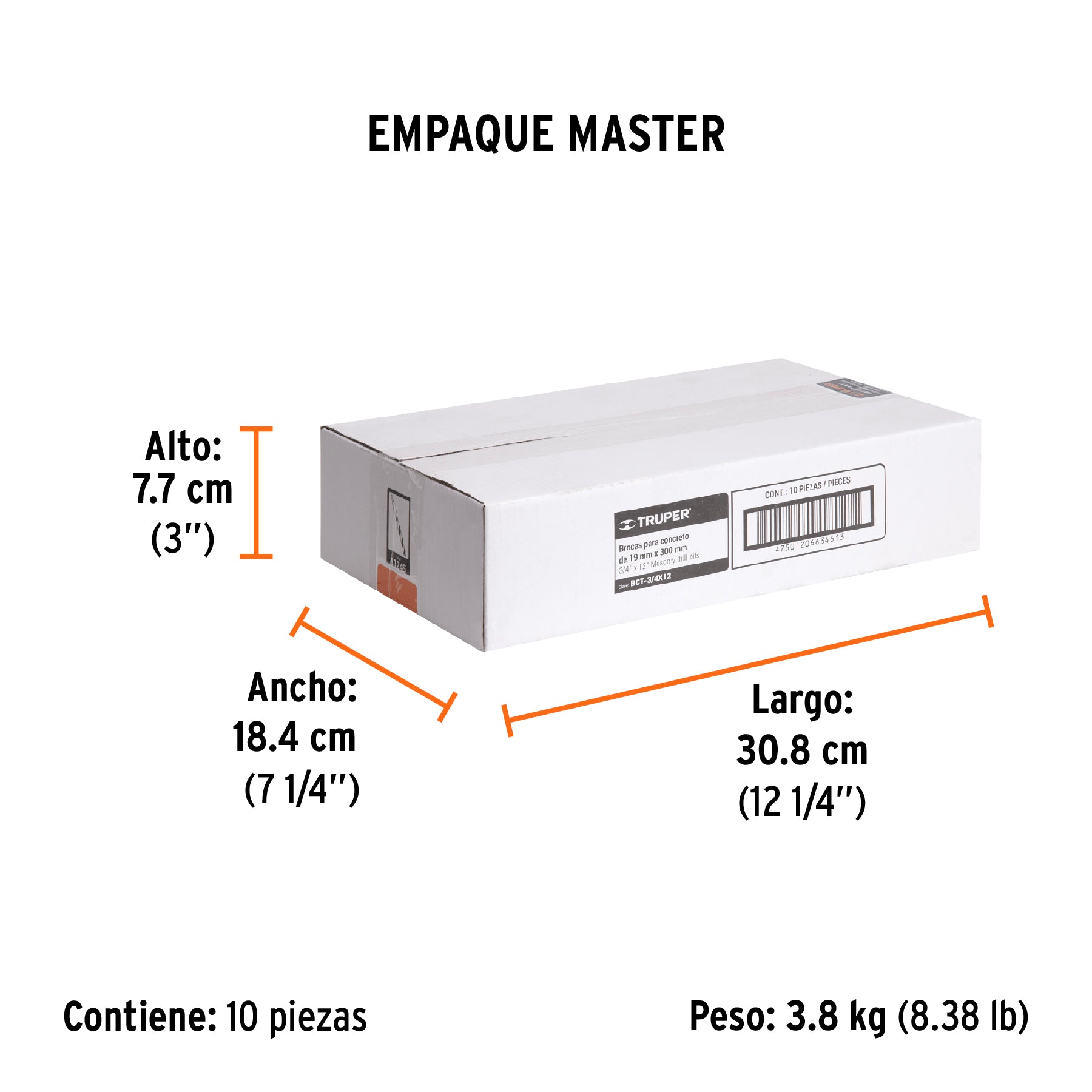 Broca para concreto de 3/4 x Truper 12"