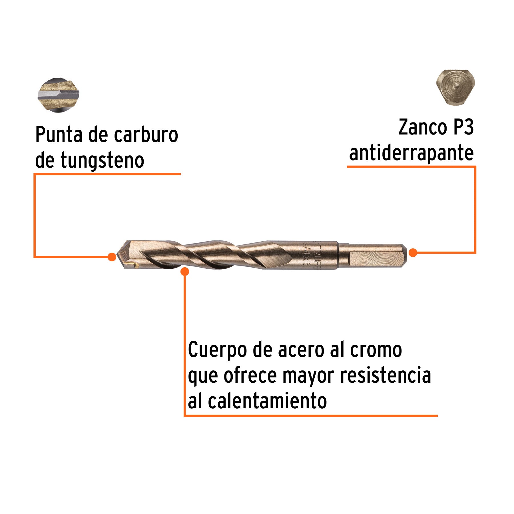 Broca para concreto de 3/4 x Truper 6"