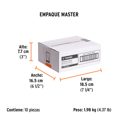 Broca para concreto de 3/4 x Truper 6"