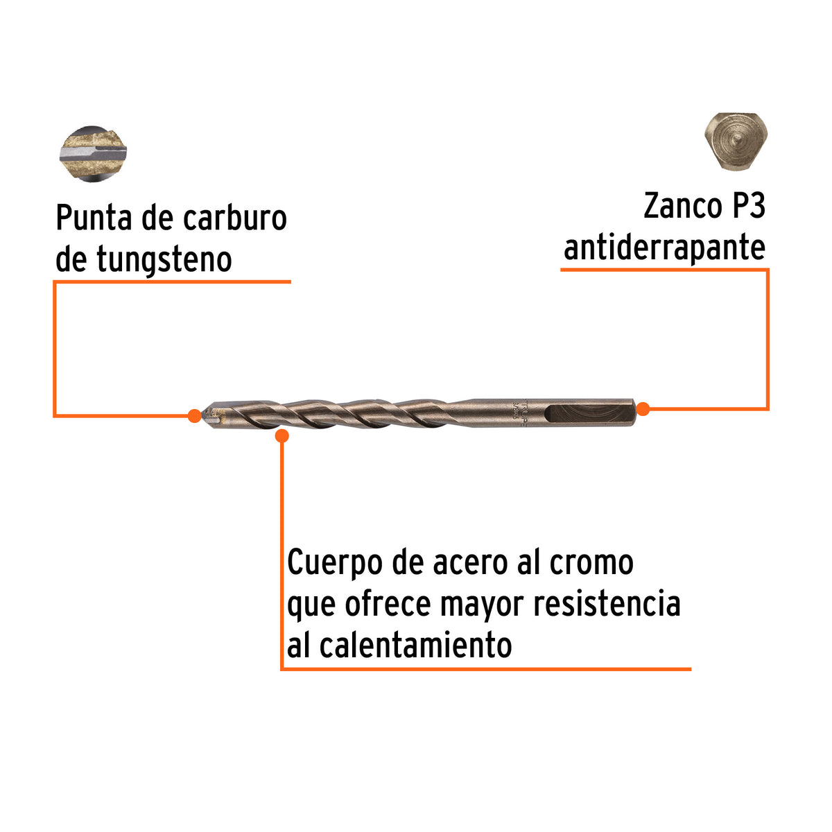 Broca para concreto de 3/8 x Truper 5"