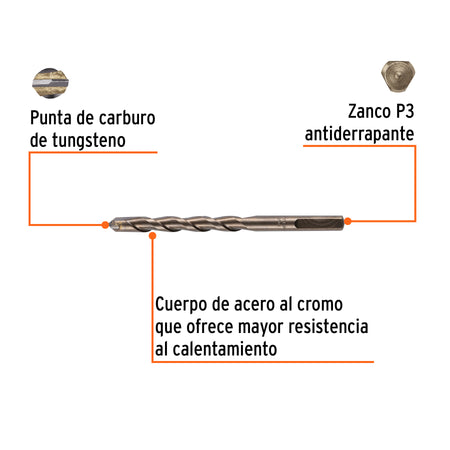 Broca para concreto de 3/8 x Truper 5"