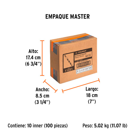 Broca para concreto de 3/8 x Truper 5"