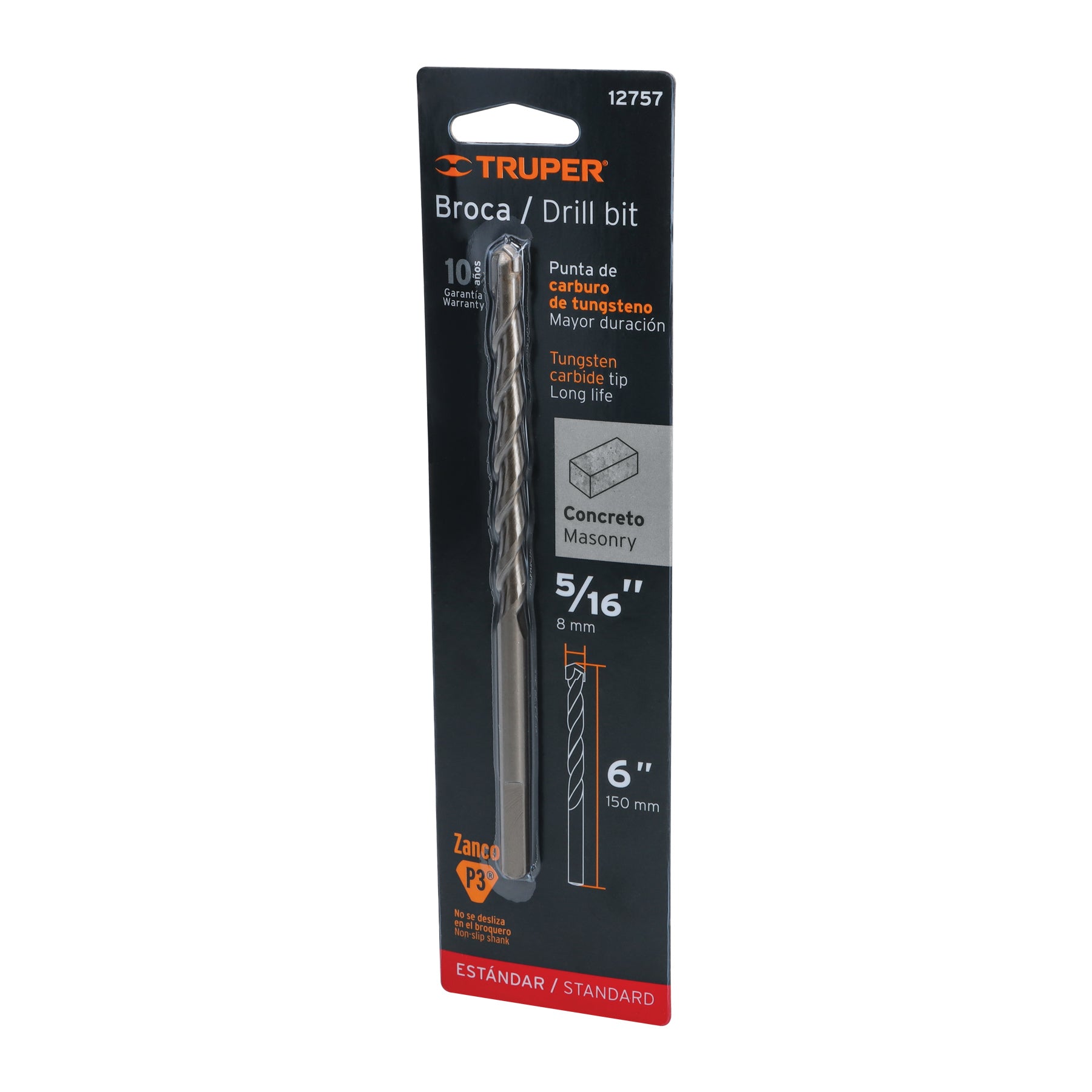 Broca para concreto de 5/16 x en blister TRUPER 6"