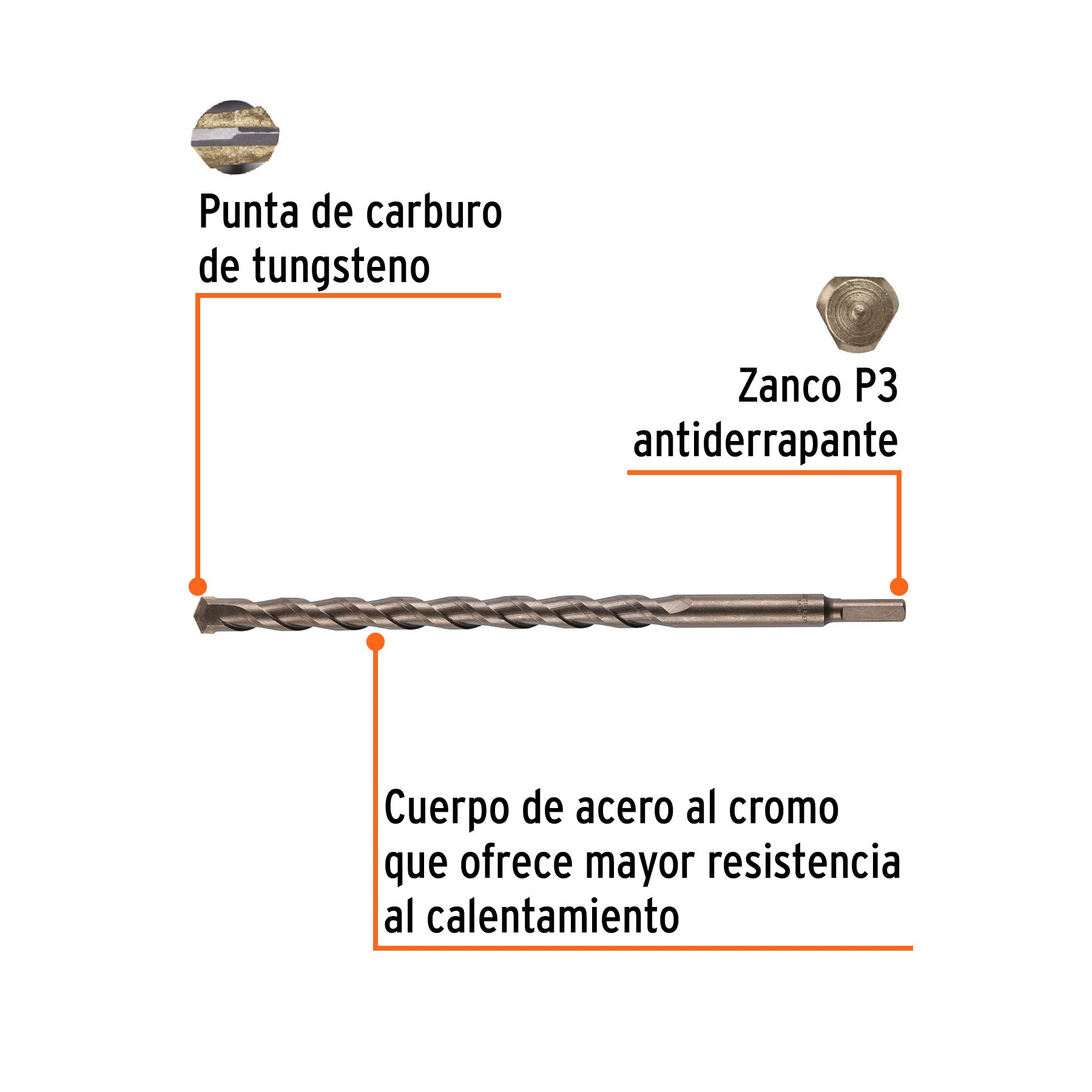 Broca para concreto de 5/8 x Truper 12"