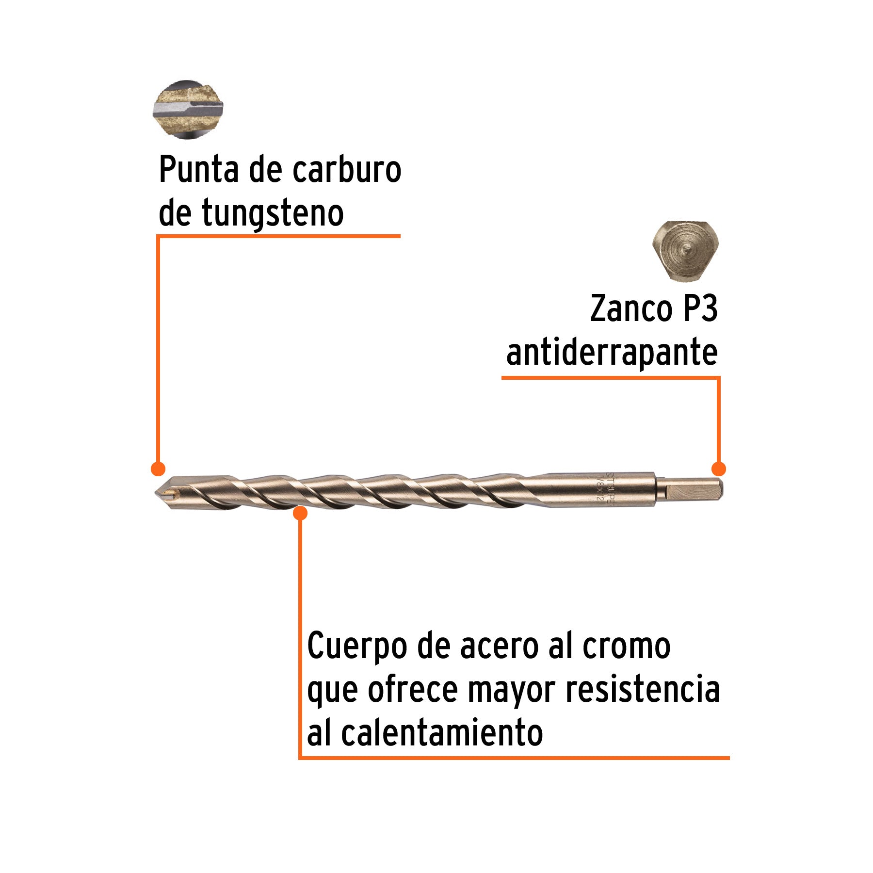 Broca para concreto de 7/8 x Truper 12"