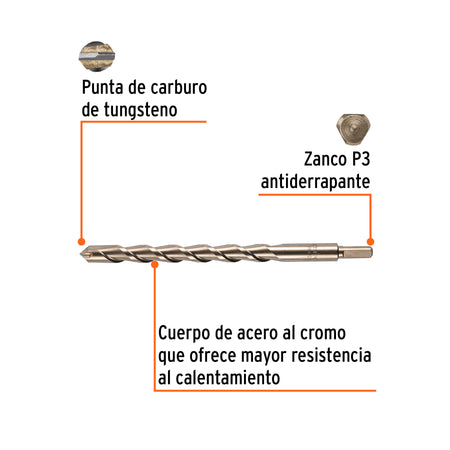 Broca para concreto de 7/8 x Truper 12"