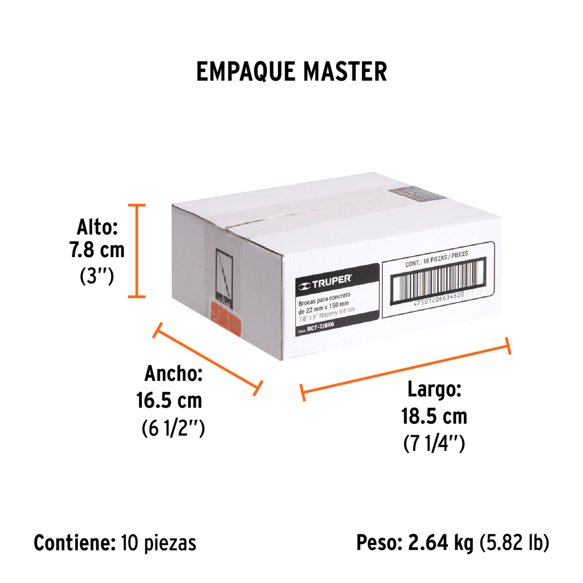 Broca para concreto de 7/8 x Truper 6"