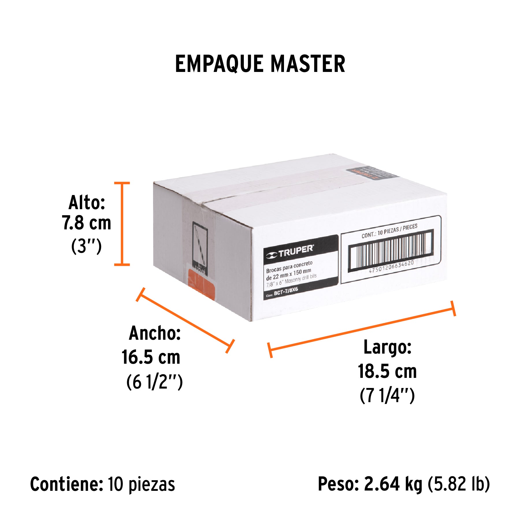 Broca para concreto de 7/8 x Truper 6"