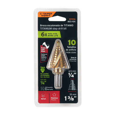 Broca escalonada titanio 10 escalones 1/4" a 1-3/8" Expert