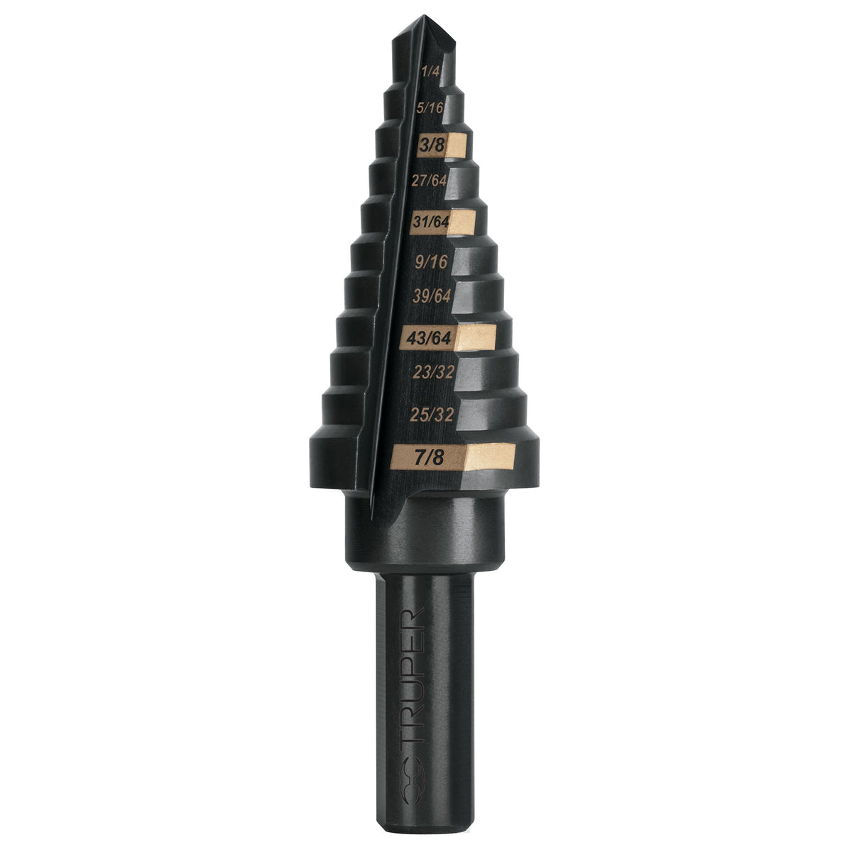 Broca escalonada oxido negro 11 escalones 1/4" a 7/8"Truper
