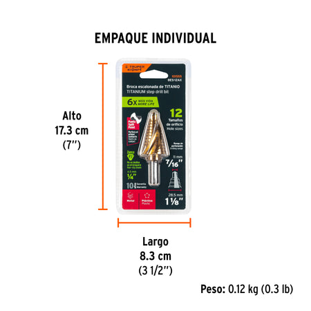 Broca escalonada titanio 12 escalones a Expert 7/16"
