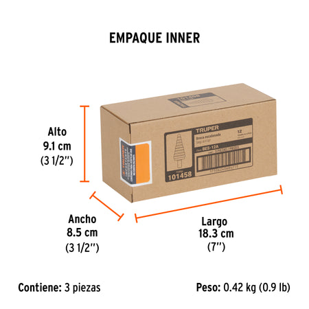Broca escalonada oxido negro 12escalones 7/16 a 1-1/8Truper