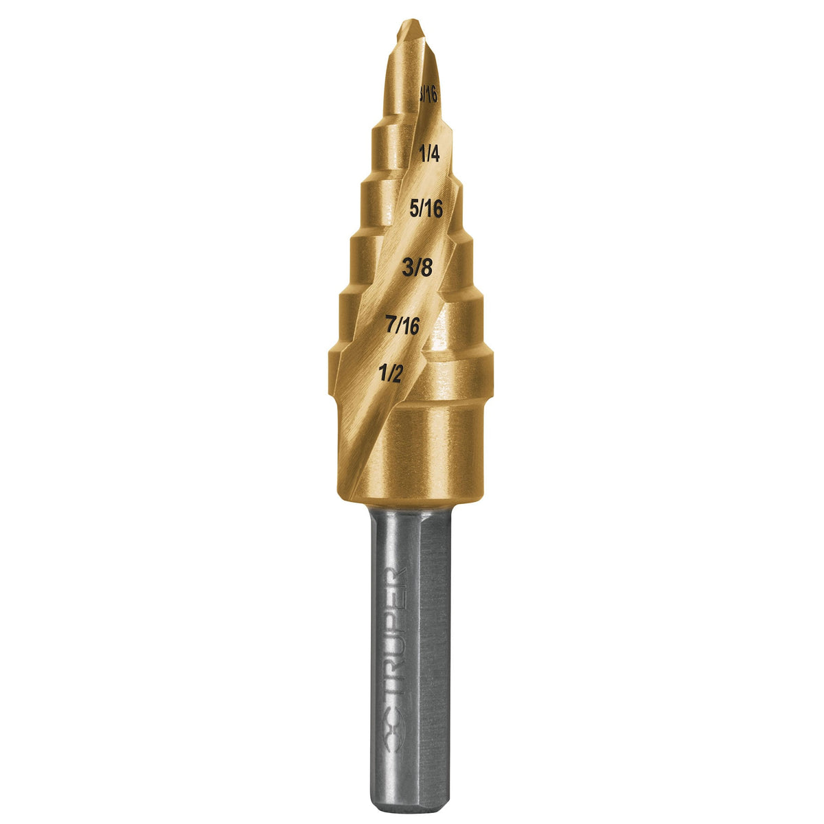Broca escalonada titanio 6 escalones 3/16" a 1/2" Expert