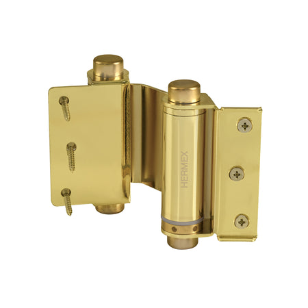Bisagra de doble accion 3" acero latonado HERMEX