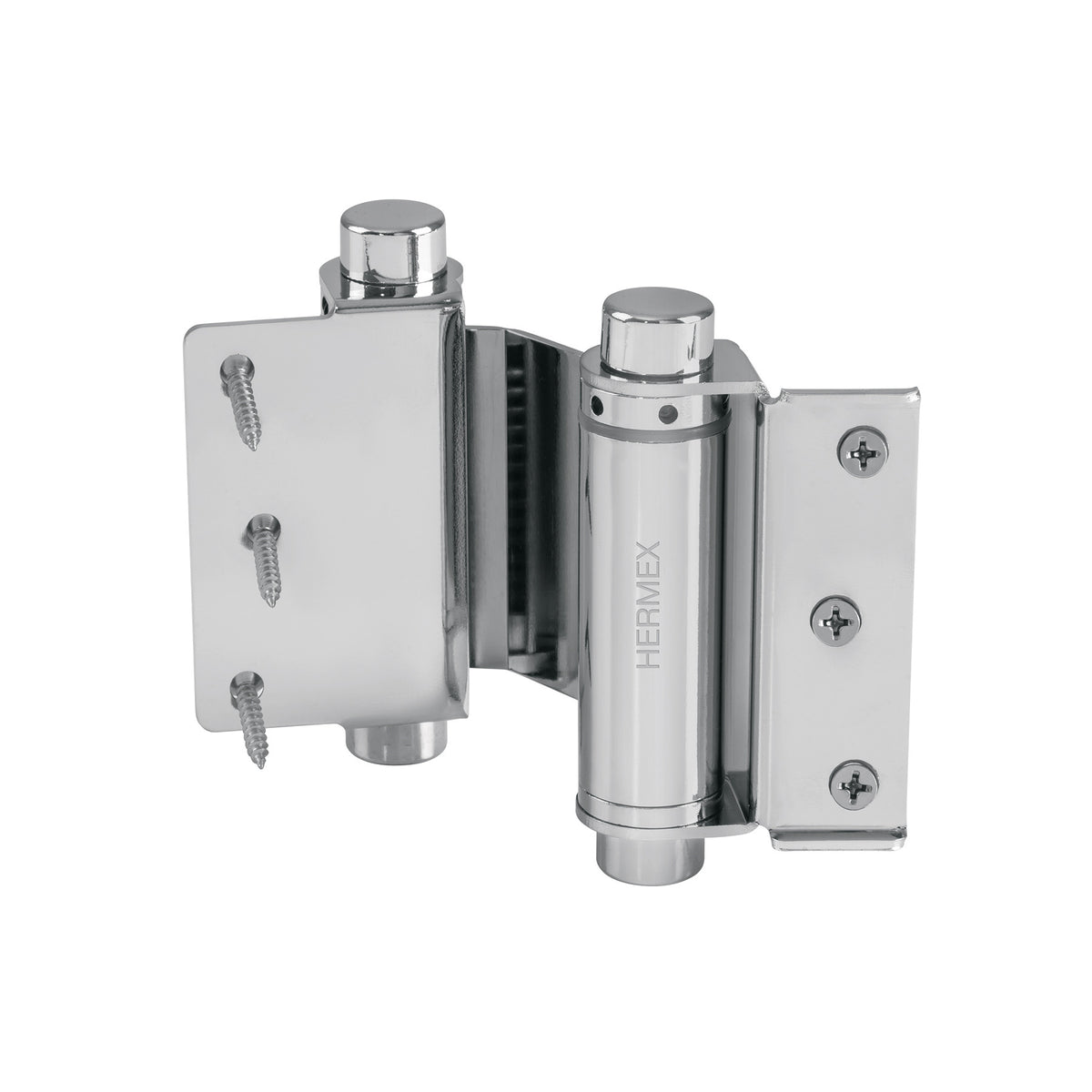 Bisagra de doble accion 3" acero cromado HERMEX