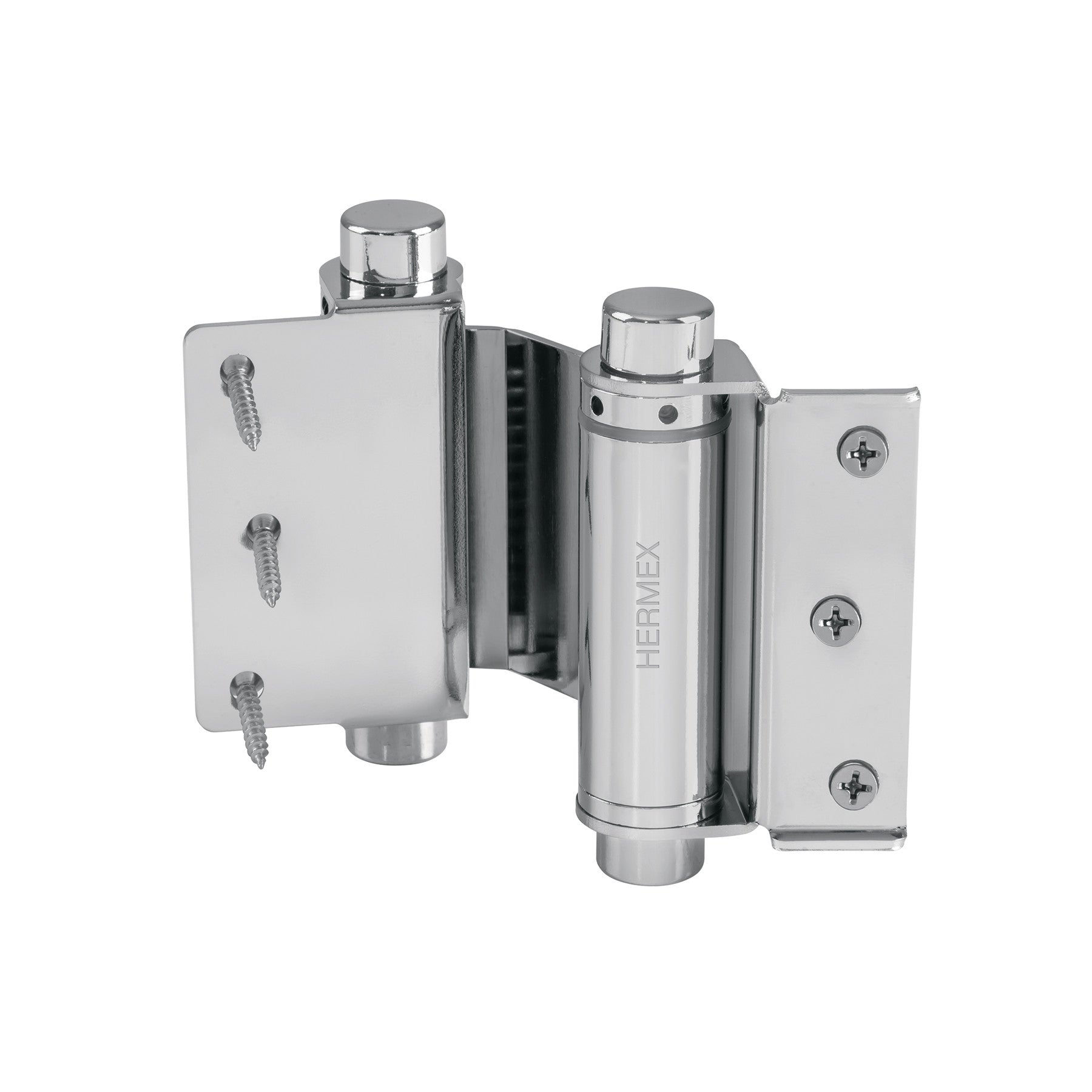 Bisagra de doble accion 3" acero cromado HERMEX