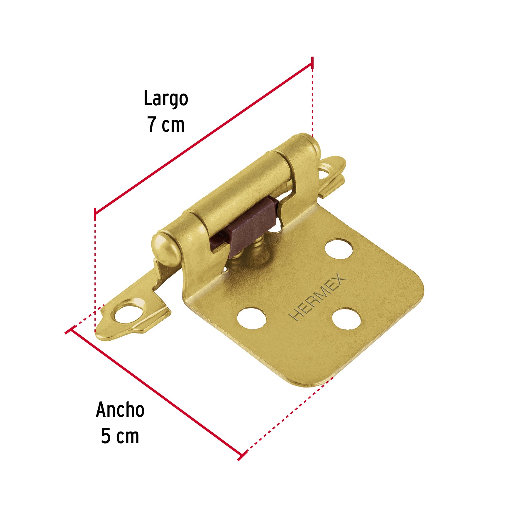 Bolsa con 2 bisagras parche de 7cm latonado HERMEX