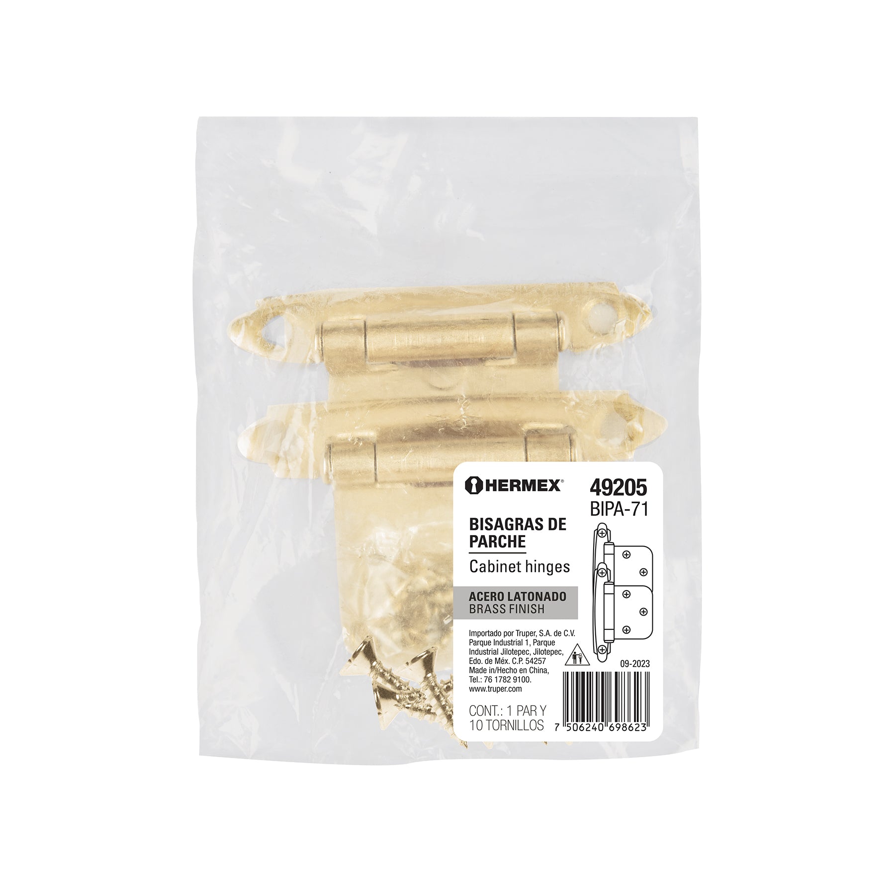 Bolsa con 2 bisagras parche de 7cm latonado HERMEX