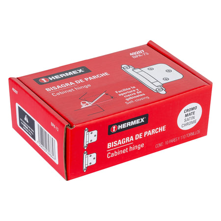 Bolsa con 2 bisagras parche de 7cm niquelado HERMEX