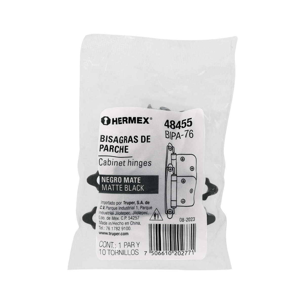 Bolsa con 2 bisagras parche de 7cm negro HERMEX